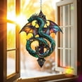 thumbnail image 1 of Dragon & Sword Stained Glass Suncatcher fullxfull Fantasy Gothic Window Decor, 1 of 5