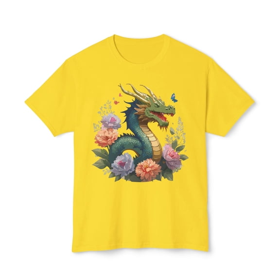 Dragon T-Shirt, Vintage Dragon Tee, Floral Tees, Dragon Art Design Shirt, Tee Shirt with Dragon 1