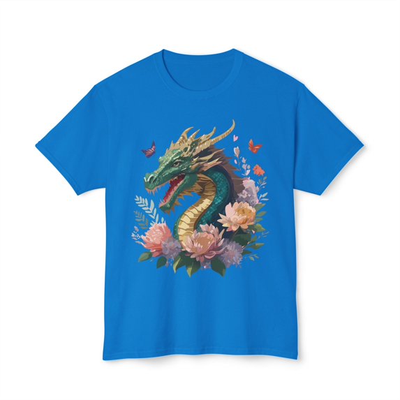 Dragon T-Shirt, Vintage Dragon Tee, Floral Tees, Dragon Art Design Shirt, Tee Shirt with Dragon 3