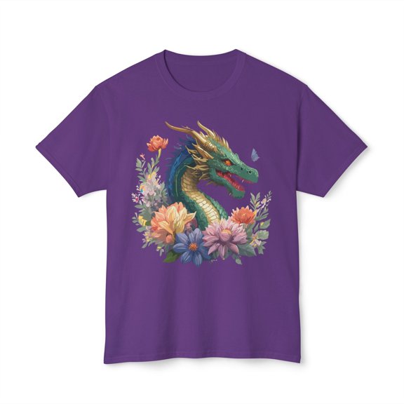 Dragon T-Shirt, Vintage Dragon Tee, Floral Tees, Dragon Art Design Shirt, Tee Shirt with Dragon 5