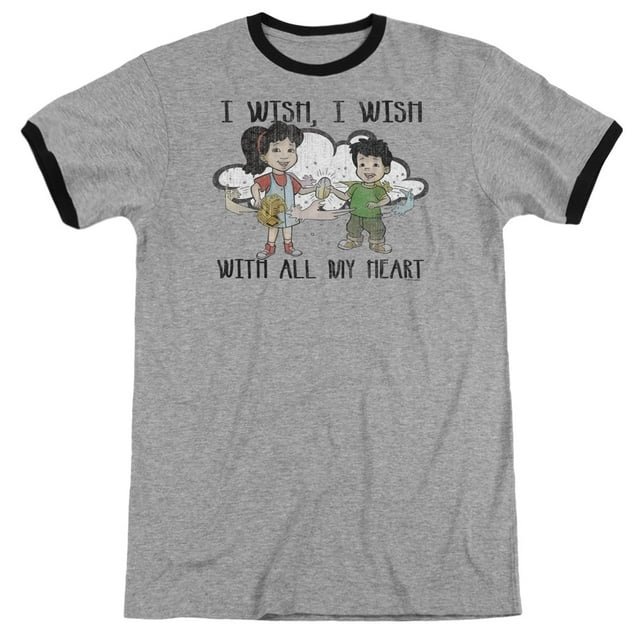Dragon Tales/I Wish With All My Heart Adult Ringer T-Shirt Heather/Black