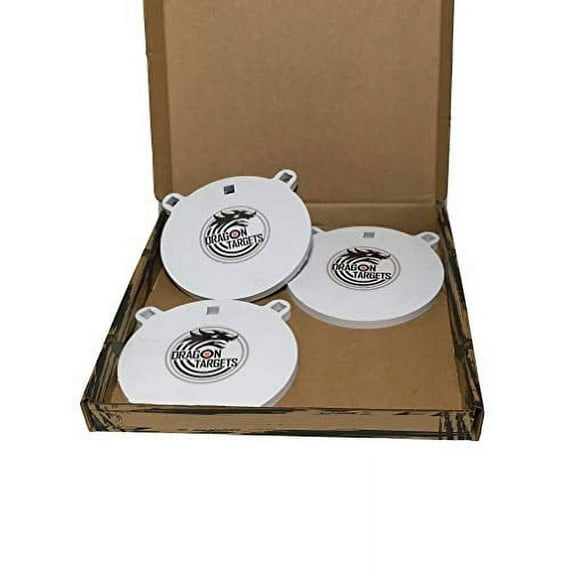 Dragon Targets AR500 Steel Targets 1/2 Inch Thick Laser Cut, Painted AR500 Gong Targets for Shooting, Steel Targets for Shooting Made in USA (8in 3 Pack)