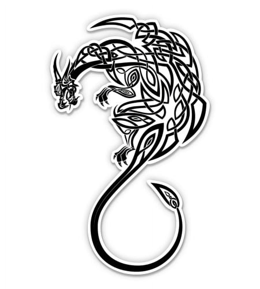 Dragon Tattoo Black and White - 5" Vinyl Sticker - For Car Laptop I-Pad ...
