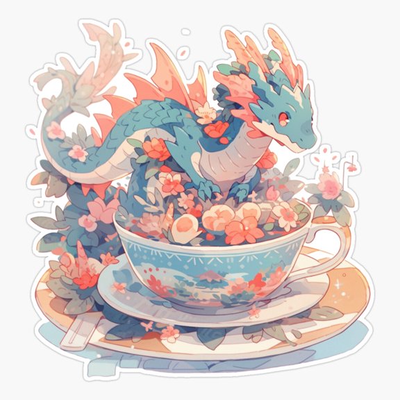 Dragon Tea Herb Fantasy Sticker