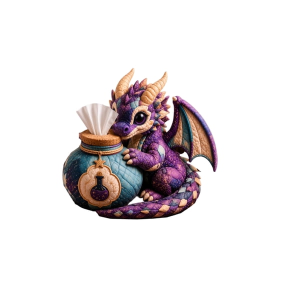 Dragon-Themed Collection – Quilted DIY Tissue Box Sewing Kit, Handmade Beaded Fabric Cover, Sewing Craft Kit, Pre-Cut Charming Holders, Easy to Sew, Cute and Lovel