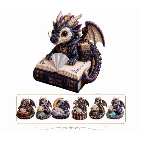Dragon-Themed Collection – Quilted DIY Tissue Box Sewing Kit, Vintage Quilt Pattern Hand Sewing Kit, Complete Supplies for Household Tissue Cover Making (A)
