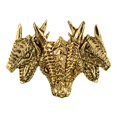 thumbnail image 1 of Dragon, Three Headed Dragon, Fantasy, Medieval, Gothic, Gold Plated, Hat, Lapel, Brooch, Pin, Pins, Jewelry, Made in USA, Over 30 Dragon Designs Available. Creative Pewter Designs. GG046, 1 of 8