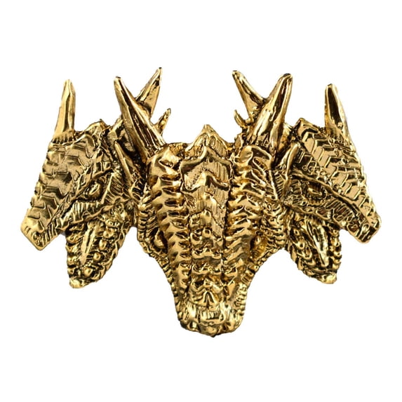 Dragon, Three Headed Dragon, Fantasy, Medieval, Gothic, Gold Plated, Hat, Lapel, Brooch, Pin, Pins, Jewelry, Made in USA, Over 30 Dragon Designs Available. Creative Pewter Designs. GG046