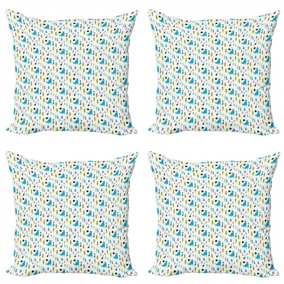 Ambesonne Dragon Throw Pillow Cover 4 Pack, Boy and Girl Animal, 16", Multicolor