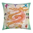 thumbnail image 1 of Dragon Throw Pillow Cushion Cover, Asian Chinese Dragon with Martial Arts Figures Japanese Samurai Ying Yang Picture, Decorative Square Accent Pillow Case, 16 X 16 Inches, Multicolor, by Ambesonne, 1 of 1