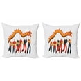 thumbnail image 1 of Dragon Throw Pillow Cushion Cover Pack of 2, Joyous Men in a Dance Parade Holiday Ceremony Concept Ethnic Chinese, Zippered Double-Side Digital Print, 4 Sizes, Marigold and Multicolor, by Ambesonne, 1 of 2