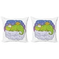 thumbnail image 1 of Ambesonne Dragon Throw Pillow Cover 2 Pack, Nighttime Sleep on a Cloud, 24", White Multicolor, 1 of 5