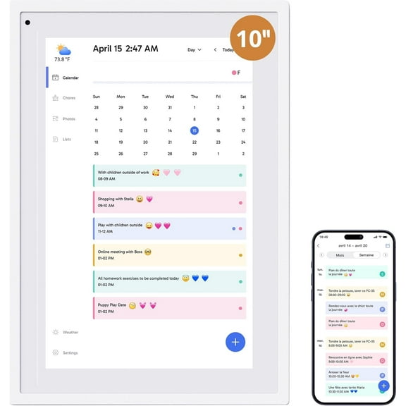 Dragon Touch 10 inch Digital Calendar with Chore Chart and 1080P FHD Touchscreen, Smart Family Planner Wall & Desk Mountable for Seamless Scheduling
