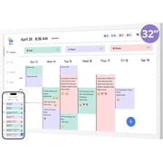 Dragon Touch 32" Digital Calendar, Electronic Wall & Desk Calendar Chore Chart for Monthly/Weekly Family Planner - White