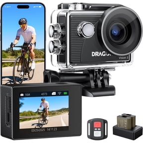 Dragon Touch 4K Action Camera - Vision 3 20MP Underwater Waterproof Camera with 4X Zoom 170° Wide Angle WiFi Sports Cam with Remote 2 Batteries and Mounting Accessories Kit