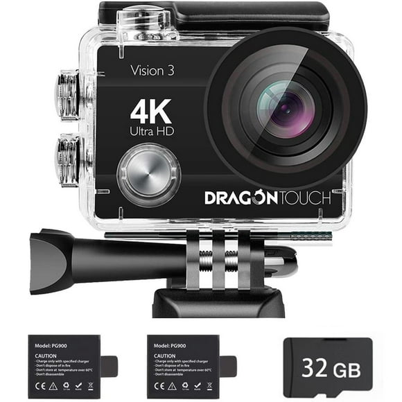 Dragon Touch 4K Action Camera 20MP Vision 3 with 32GB Card