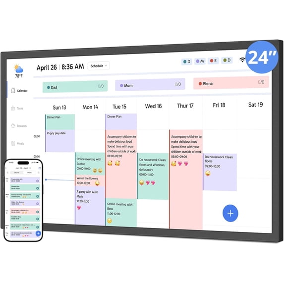 Interactive Scheduling 24 inch Digital Calendar Chore Chart – Interactive Touchscreen,Hearth ...