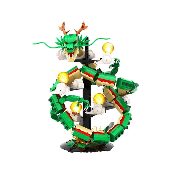 Dragon Toy Building Set for Adult, Dragon Model with Display Stand and 7 Glowing Balls, Collectible Building Set Ideal Holiday Gift