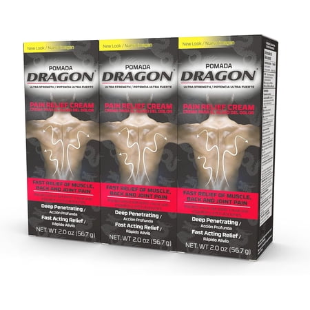Dragon Ultra Strength Pain Relief Cream – Muscle & Joint Rub with Camphor & Menthol, 2 oz (3 Pack)