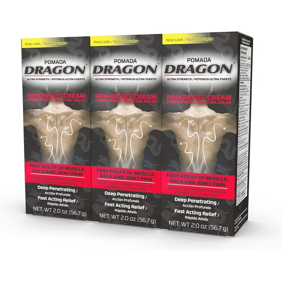 Dragon Ultra Strength Pain Relief Cream Muscle & Joint Rub with Camphor & Menthol, 2 oz (3 Pack)