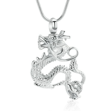 Dragon Urn Necklace for Ashes Cremation Jewelry for Women Men Stainless Steel Memorial Necklaces Ash Holder for Human Pets Keepsake Jewelry for Loved Ones with Fill Tool
