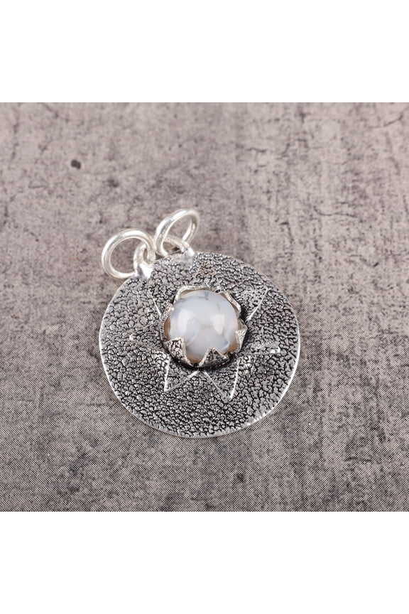 Dragon Vain Agate Pendant 925 Sterling Silver Jewelry