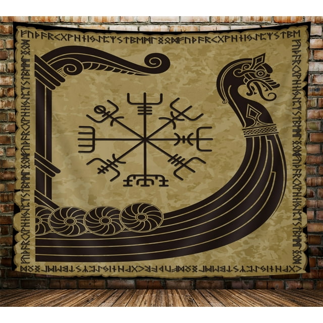 Dragon Viking Tapestry, Vikings Ancient Scandinavian Pattern And Norse ...