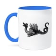 thumbnail image 1 of 3dRose, Dragon vintage art - black and white pen and ink drawing - fantasy - mythical creatures - legend, 15oz Two-Tone Blue Mug, 1 of 7