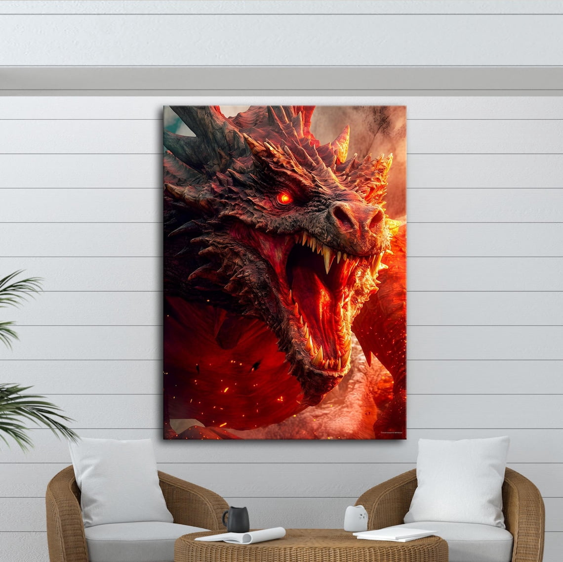 Dragon Wall Art, Fantasy Poster, Fire Breathing Dragon Poster, Mythical ...