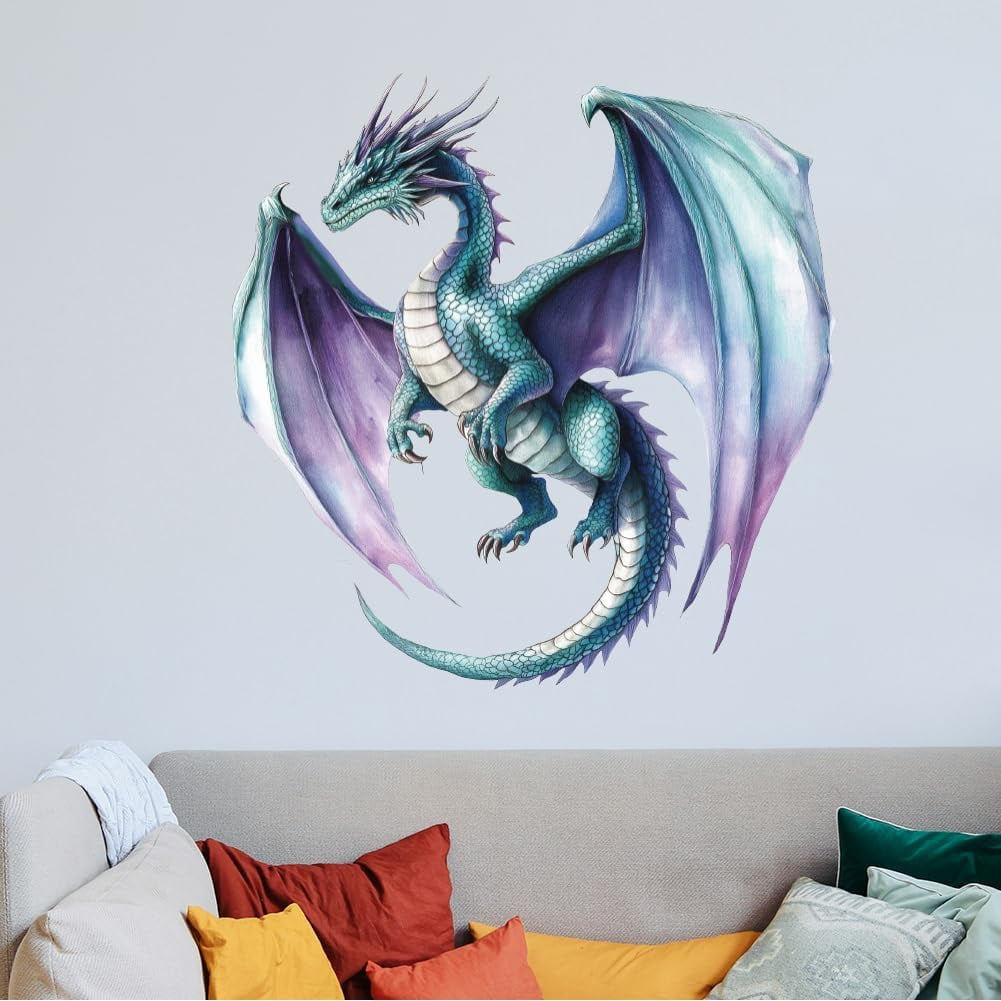 Dragon Wall Sticker Animal Wall Decal Large Size Colorful Dragon Home Art Mural Vinyl Sticker Bedroom Living Room Decor Wall Art Mural Gift Decor