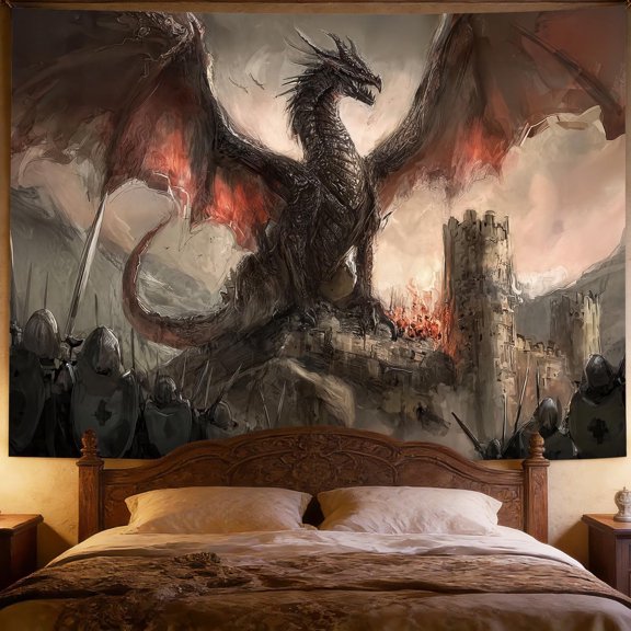 Dragon Wall Tapestry Medieval Fantasy Animals Gothic Wall Art Decor Banner for Bedroom Living Room Dorm Home Decorations 60 x 40 Inches