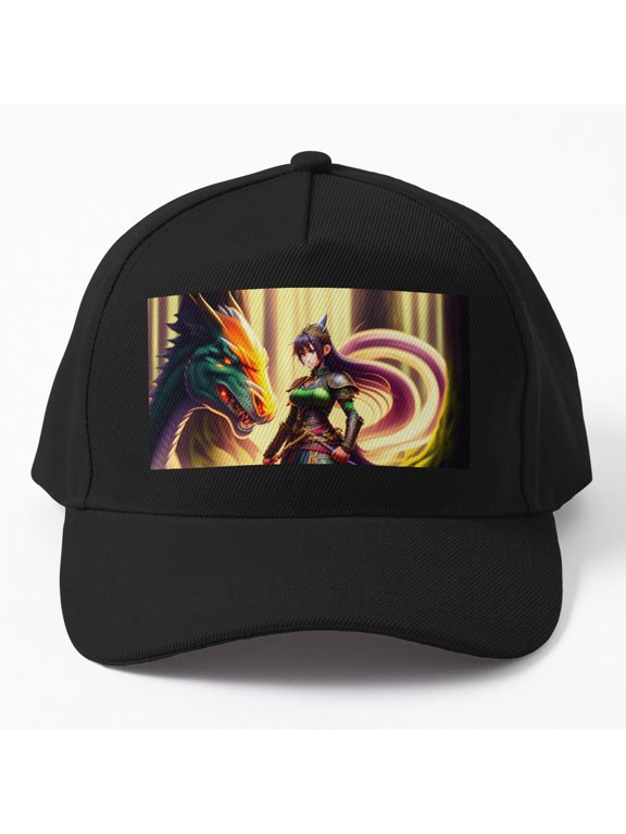 Dragon Warrior Baseball Hat, Fantasy Fighter Character Graphic Design, Classic Everyday Cap