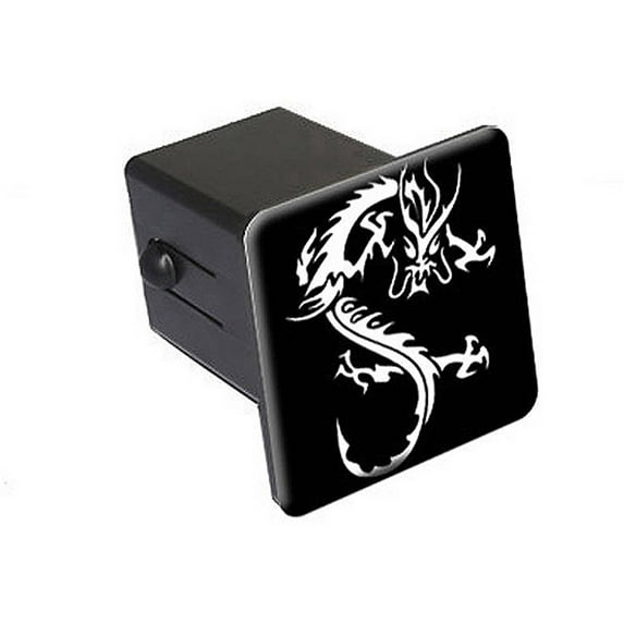Dragon White On Black 2" Tow Trailer Hitch Cover Plug Insert