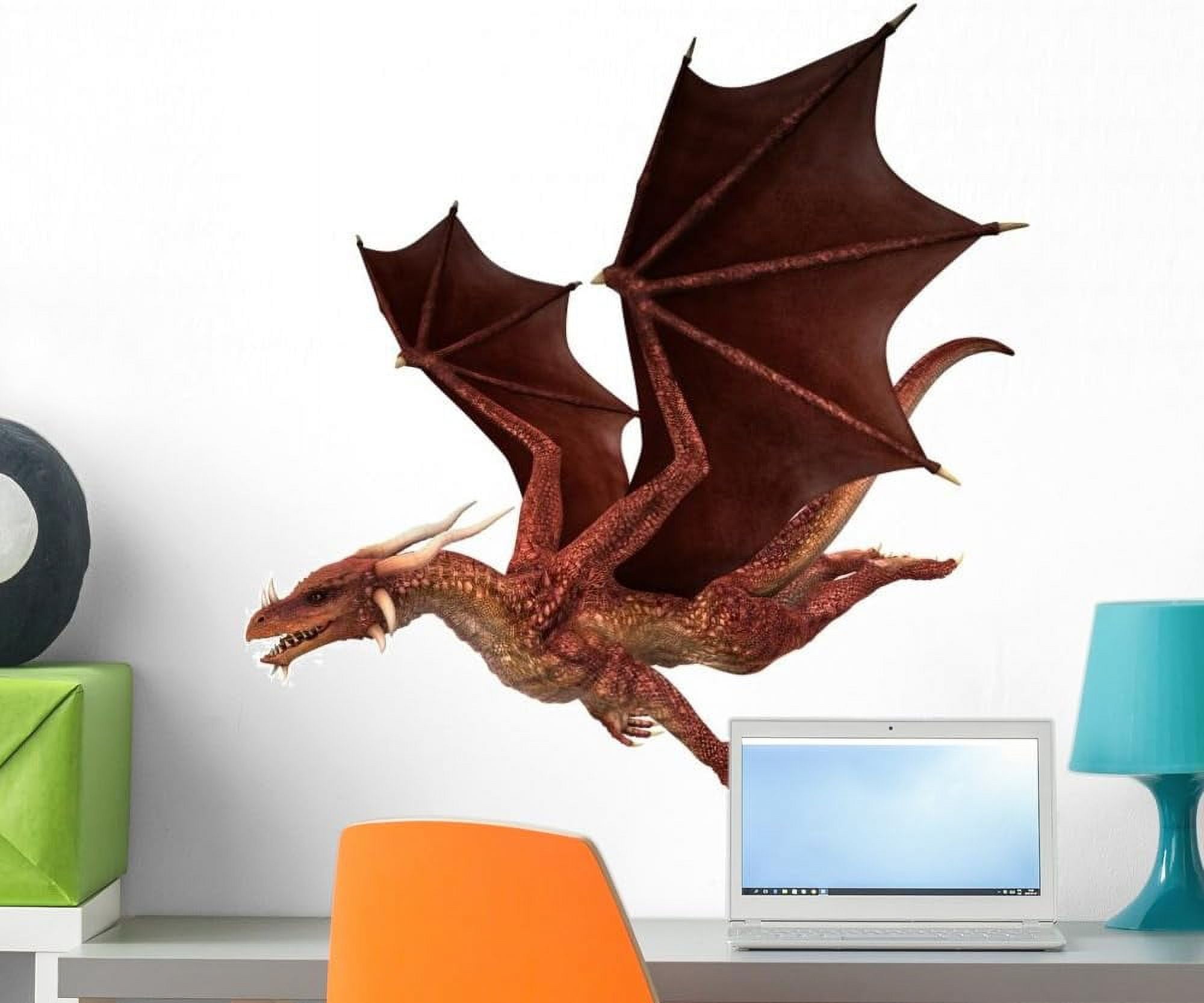 Dragon White Wall Decal Peel and Stick Graphic (24 in W x 17 in H