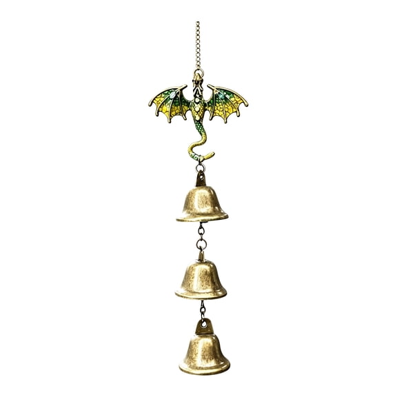 Dragon Wind Chime Wall Hanging Ornament, Colorful Enamel Metal Pendant with Melodic Bells, Gothic Home Window Porch Decor, Indoor Outdoor Balcony Garden Gift
