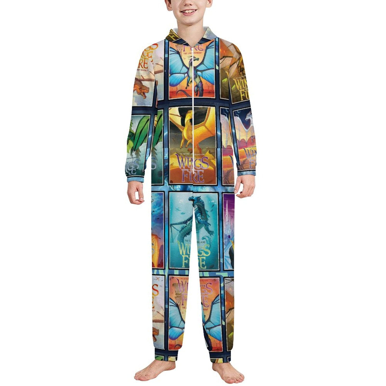 Dragon Wings Of Fire Kids Hooded Union Suit Pajama Onesie Blanket