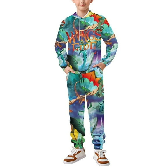 Dragon Wings Of Fire Pullover Hoodie And Sweatpants 2 Pieces Sweatsuit Jogging Pants Outfit Set for Boys Girls