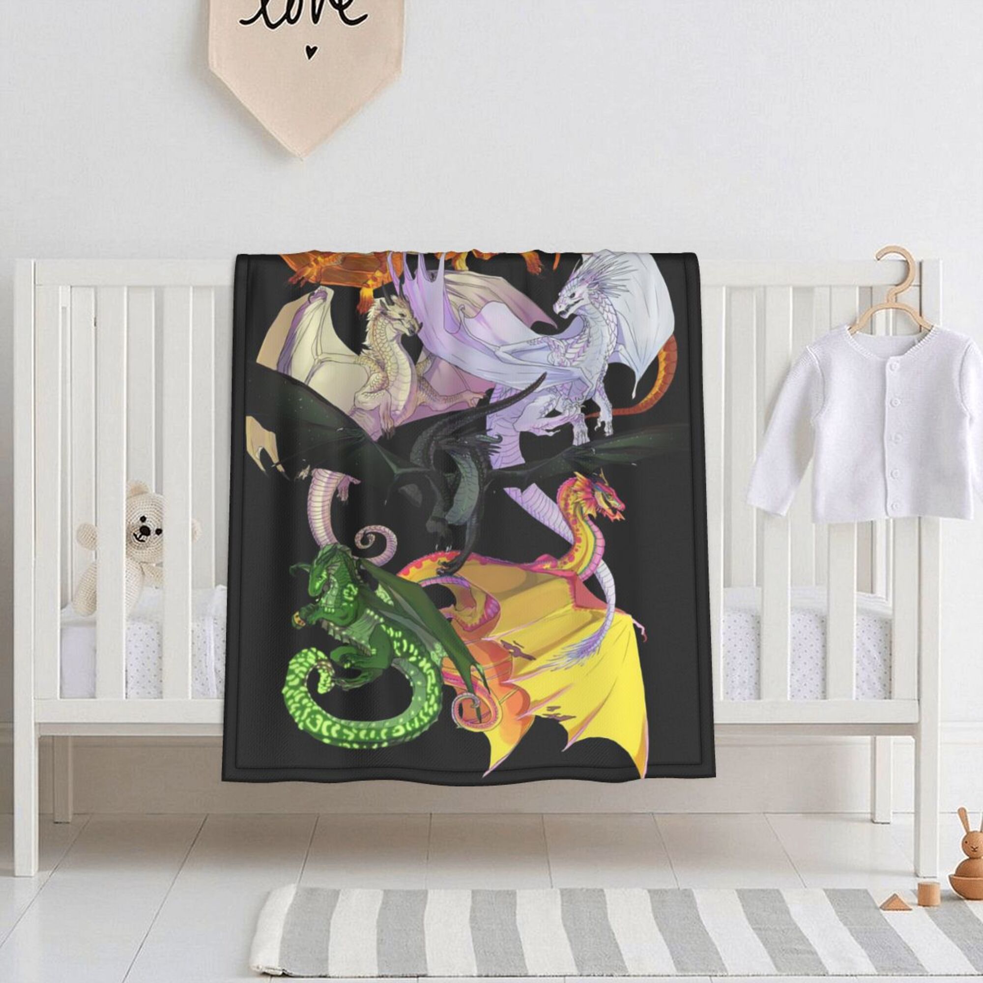 Personalized Baby Blanket - Magical Castle Dragon Design, 30x40" Custom Name Flannel Blanket - View #6