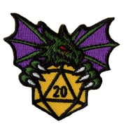 Dragon With Icosahedron Patch Dice Dungeons Game Embroidered Iron On