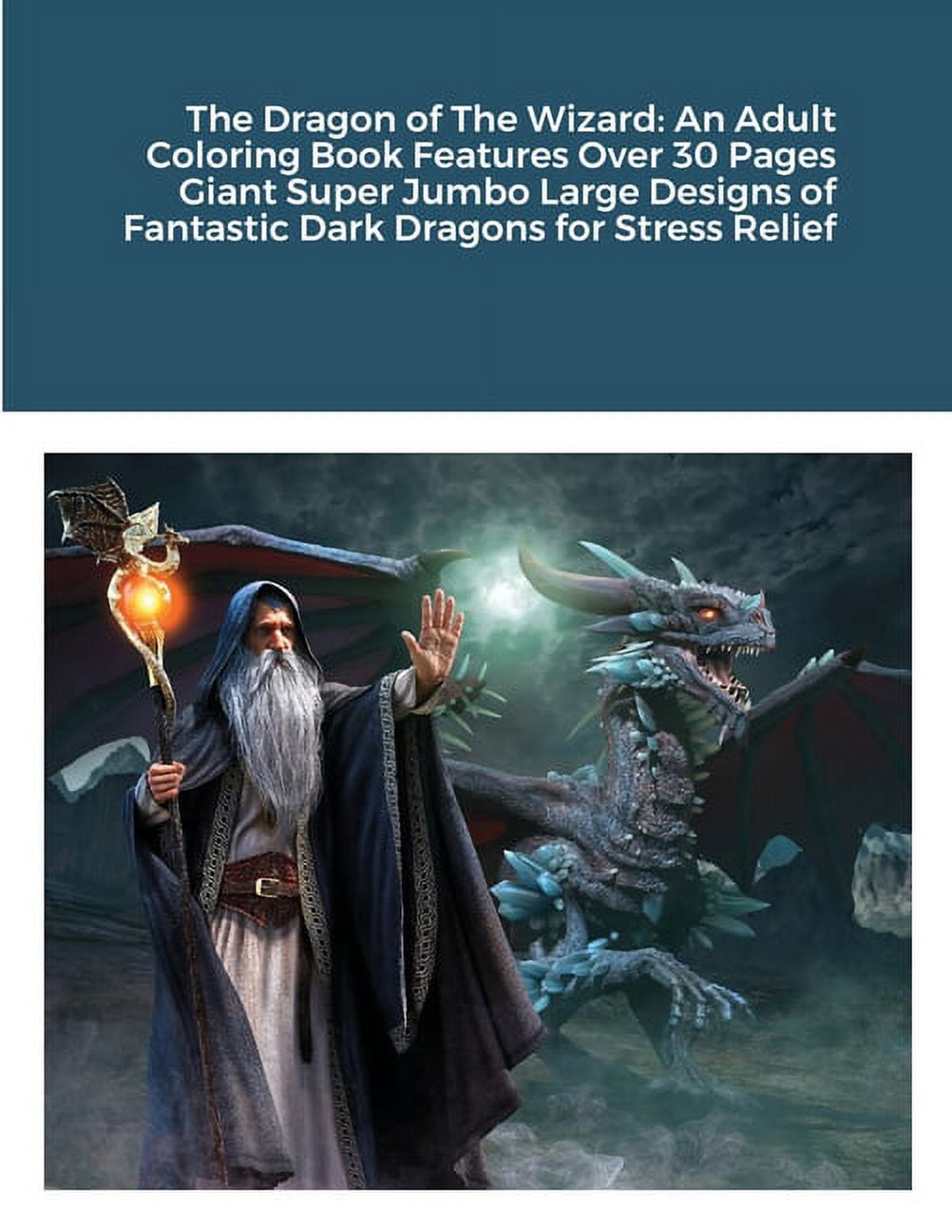 The Dragon of The Wizard: An Adult Coloring Book Features Over 30 Pages Giant Super Jumbo Large Designs of Fantastic Dark Dragons for Stress Relief (Paperback)