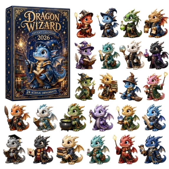 Dragon Wizard Advent Calendar 2026, 24-Day Countdown Calendar with 24 Surprise Collectibles, Holiday Gift Box Set for Home Decor & Festive Celebration
