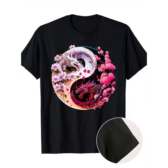Dragon Yin Yang Graphic Casual T-Shirt