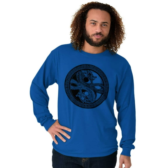 Dragon Yin Yang Style Symbol Balance Long Sleeve TShirt Men Women Brisco Brands L