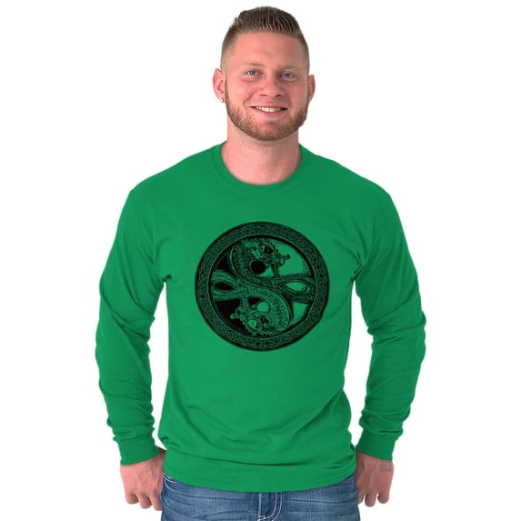 Dragon Yin Yang Style Symbol Balance Long Sleeve TShirt Men Women Brisco Brands S