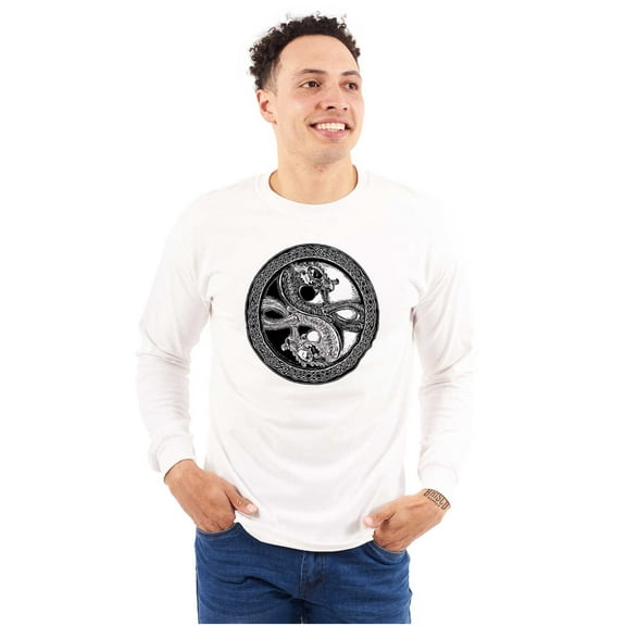 Dragon Yin Yang Style Symbol Balance Long Sleeve TShirt Men Women Brisco Brands S