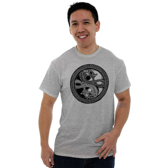 Dragon Yin Yang Style Symbol Balance Men's Graphic T Shirt Tees Brisco Brands S