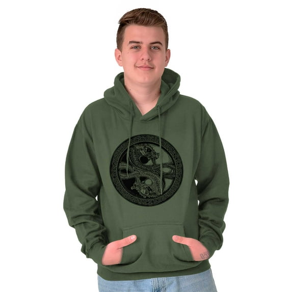 Dragon Yin Yang Style Symbol Balance Unisex Plus Fleece Graphic Hoodie Brisco Brands 3X