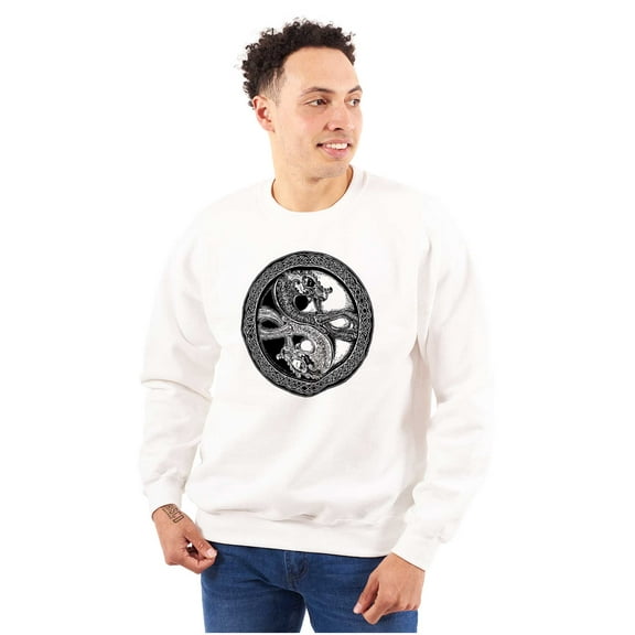 Dragon Yin Yang Style Symbol Balance Unisex Plus Fleece Graphic Sweatshirt Brisco Brands 3X