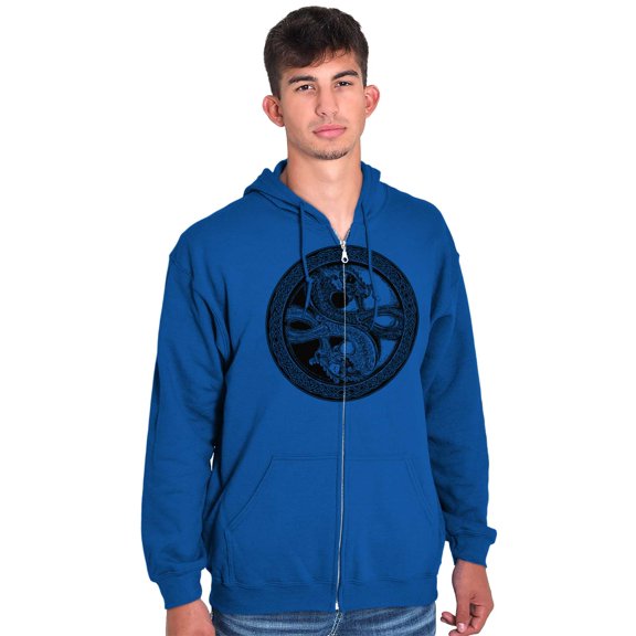 Dragon Yin Yang Style Symbol Balance Unisex Fleece Graphic Zip Up Hoodie Brisco Brands 4X