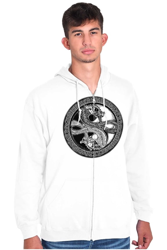 Dragon Yin Yang Style Symbol Balance Unisex Fleece Graphic Zip Up Hoodie Brisco Brands 5X